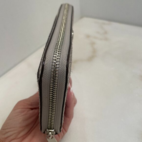 Coach Gray Snakeskin Leather Accordion Style Zip Around Wallet - Picture 6 of 16